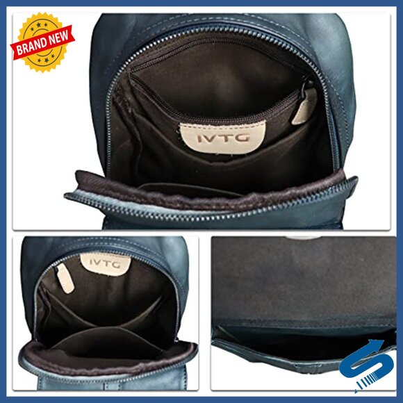 Genuine Leather Sling Backpack Crossbody Daypack Vintage Retro Style main image 6